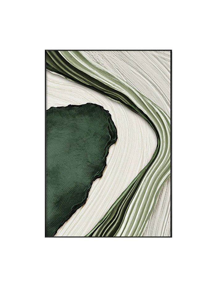 Green and White Minimalist Textured Wall Art #WM034