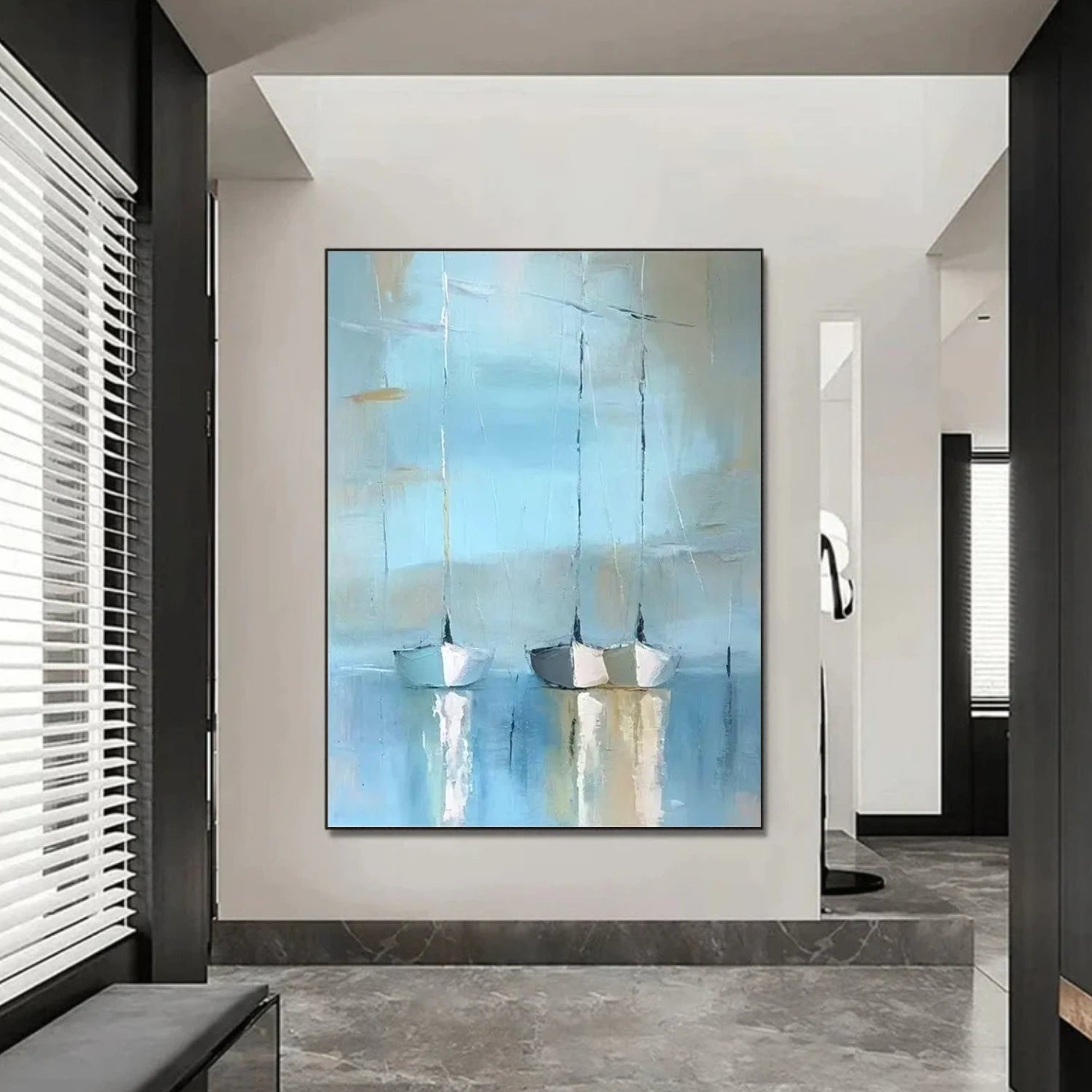 Abstract Ocean And Sky Canvas Art #OC121