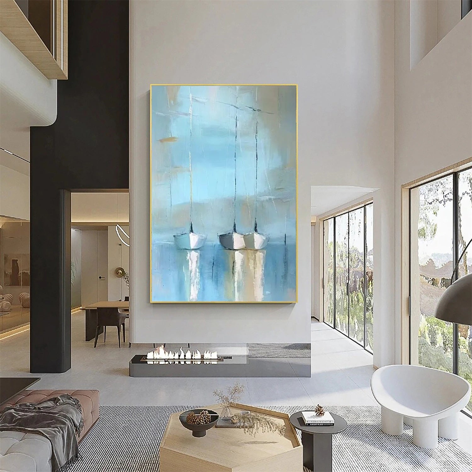 Abstract Ocean And Sky Canvas Art #OC121