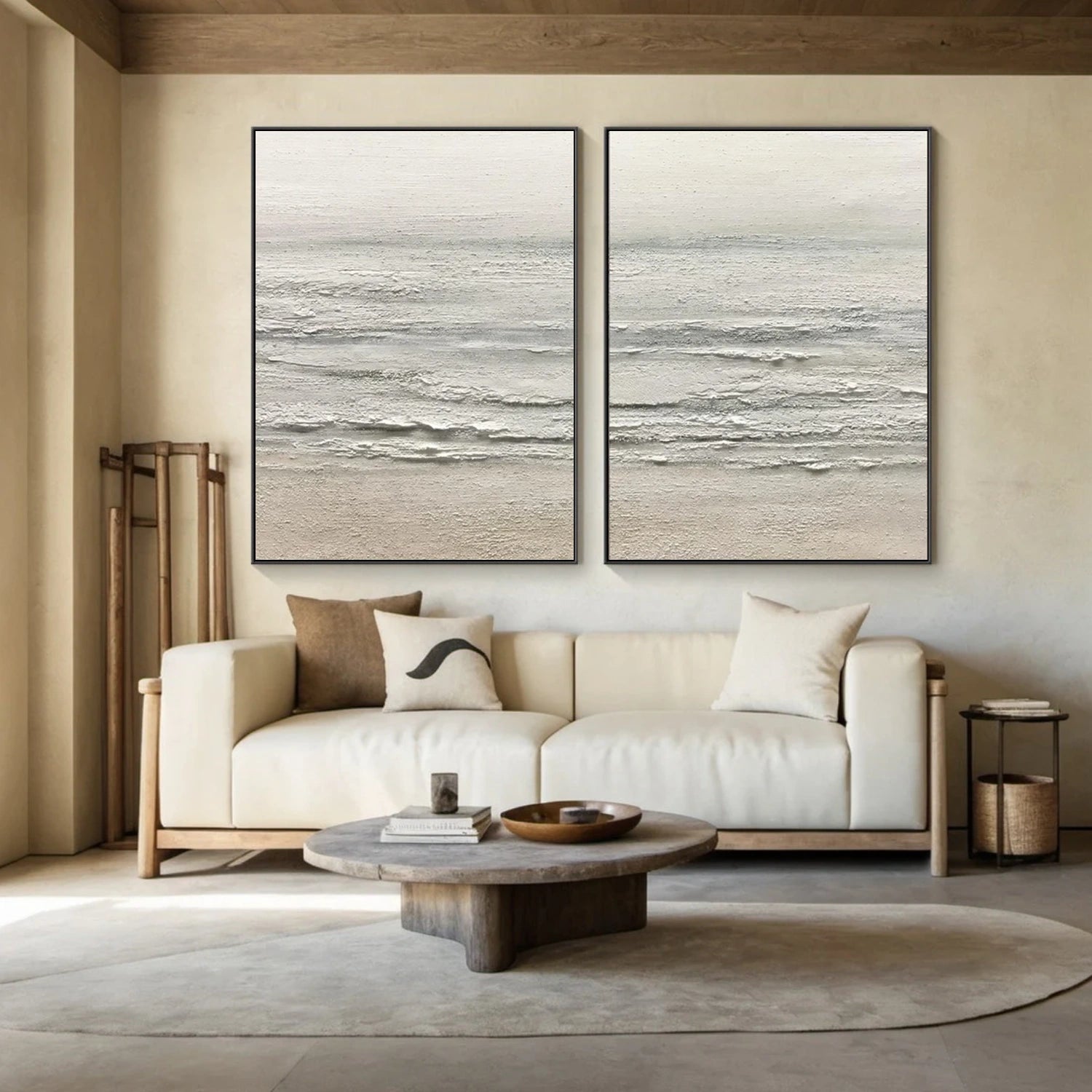 Abstract Ocean And Sky Textured Canvas Art Set of 2 #OC110