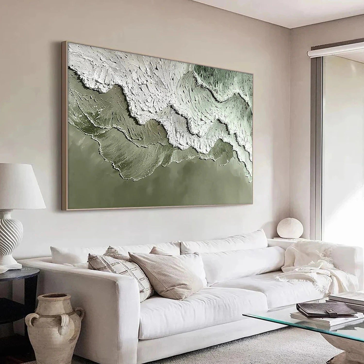Minimalist Ocean And Sky Textured Canvas Art #OC122