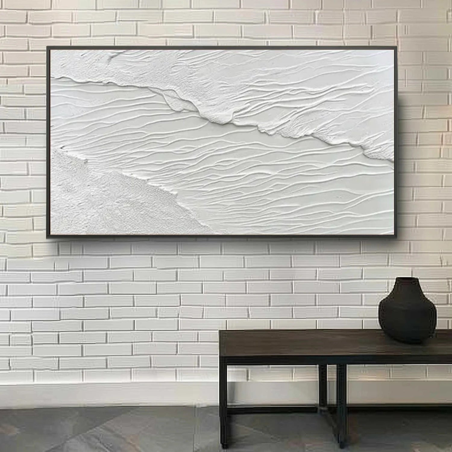 White Minimalist Textured Canvas Art #WM132