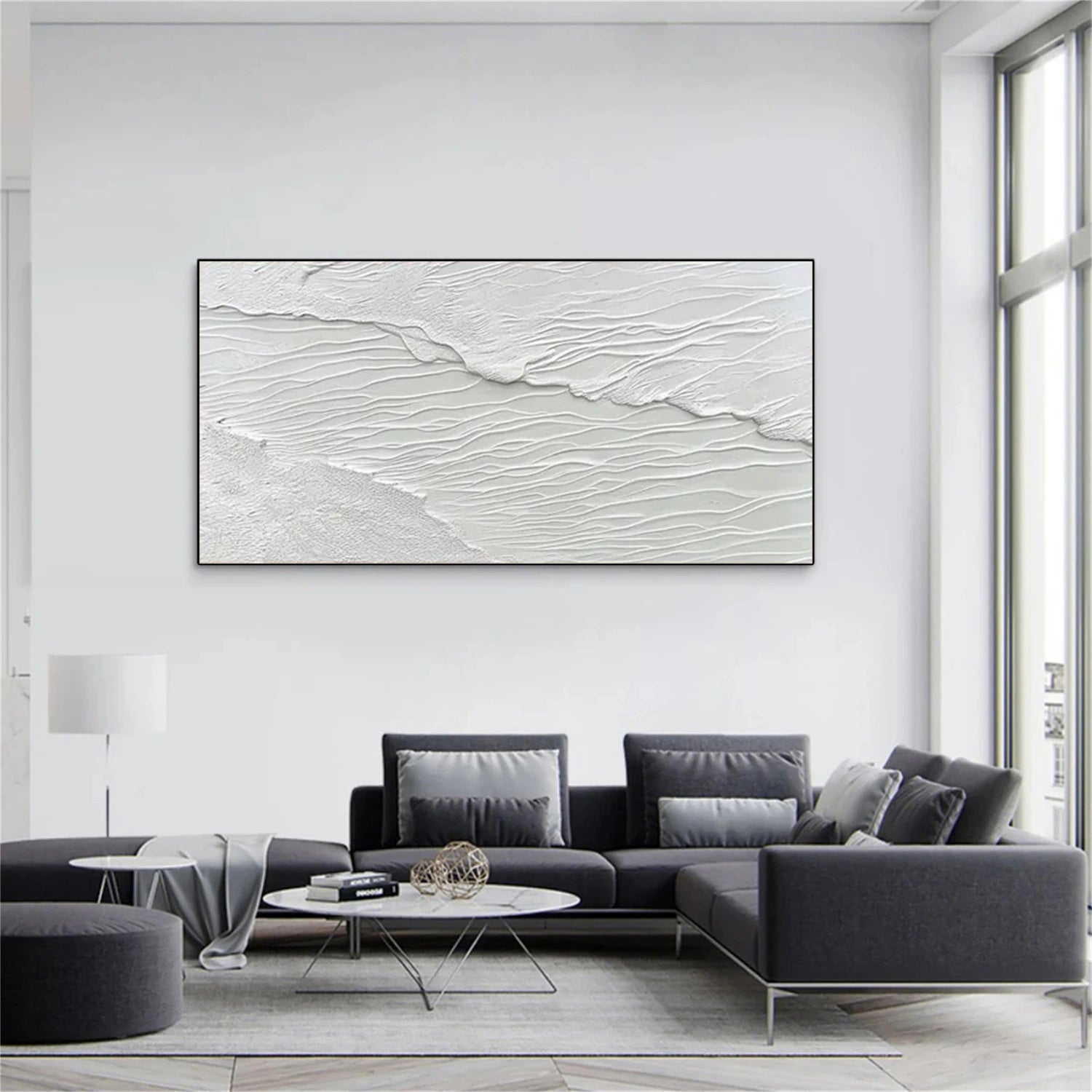 White Minimalist Textured Canvas Art #WM132