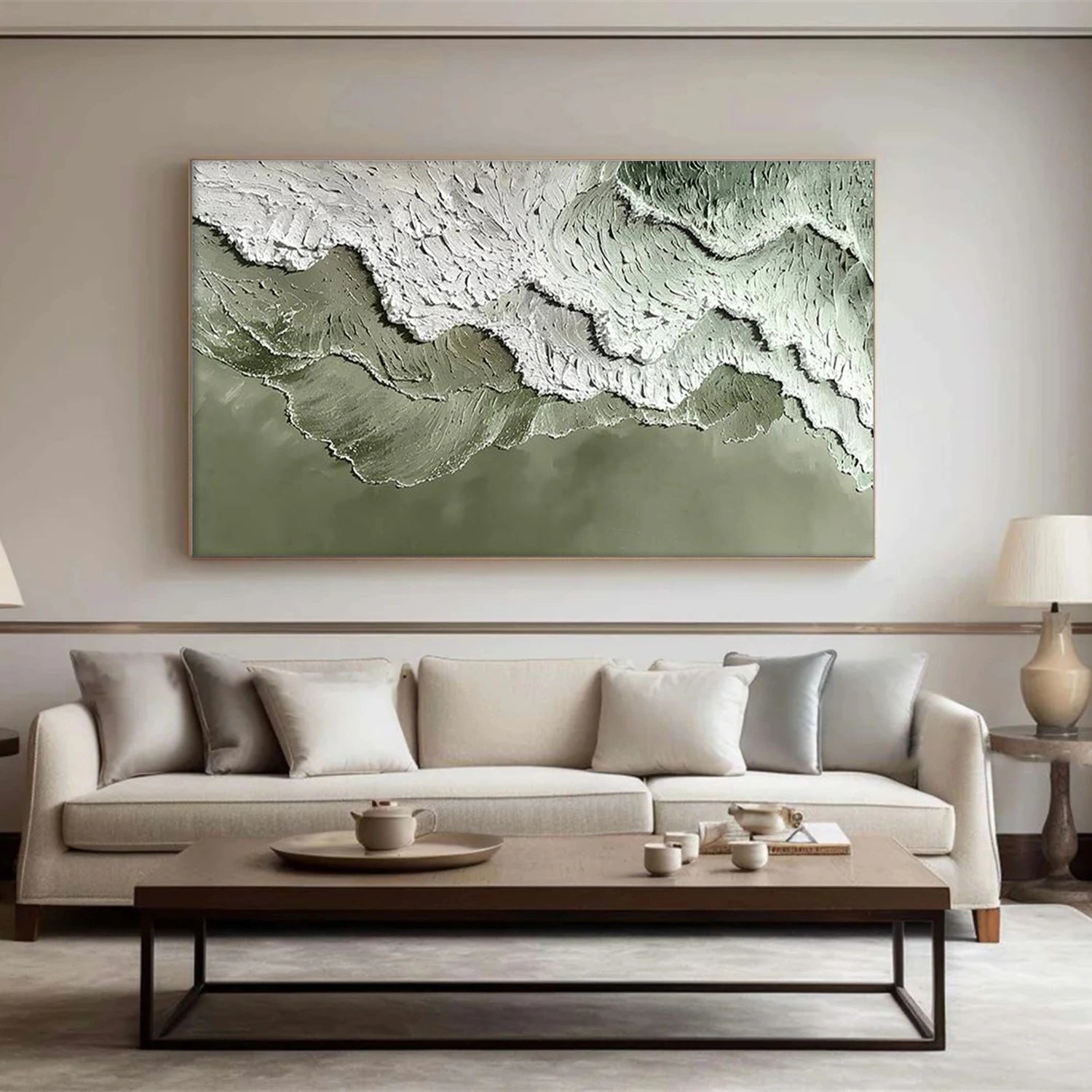 Minimalist Ocean And Sky Textured Canvas Art #OC122