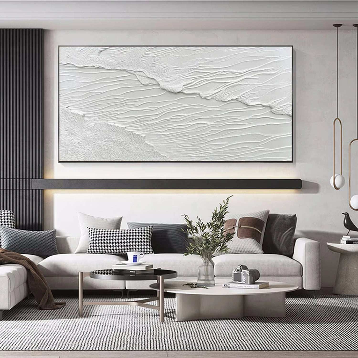 White Minimalist Textured Canvas Art #WM132