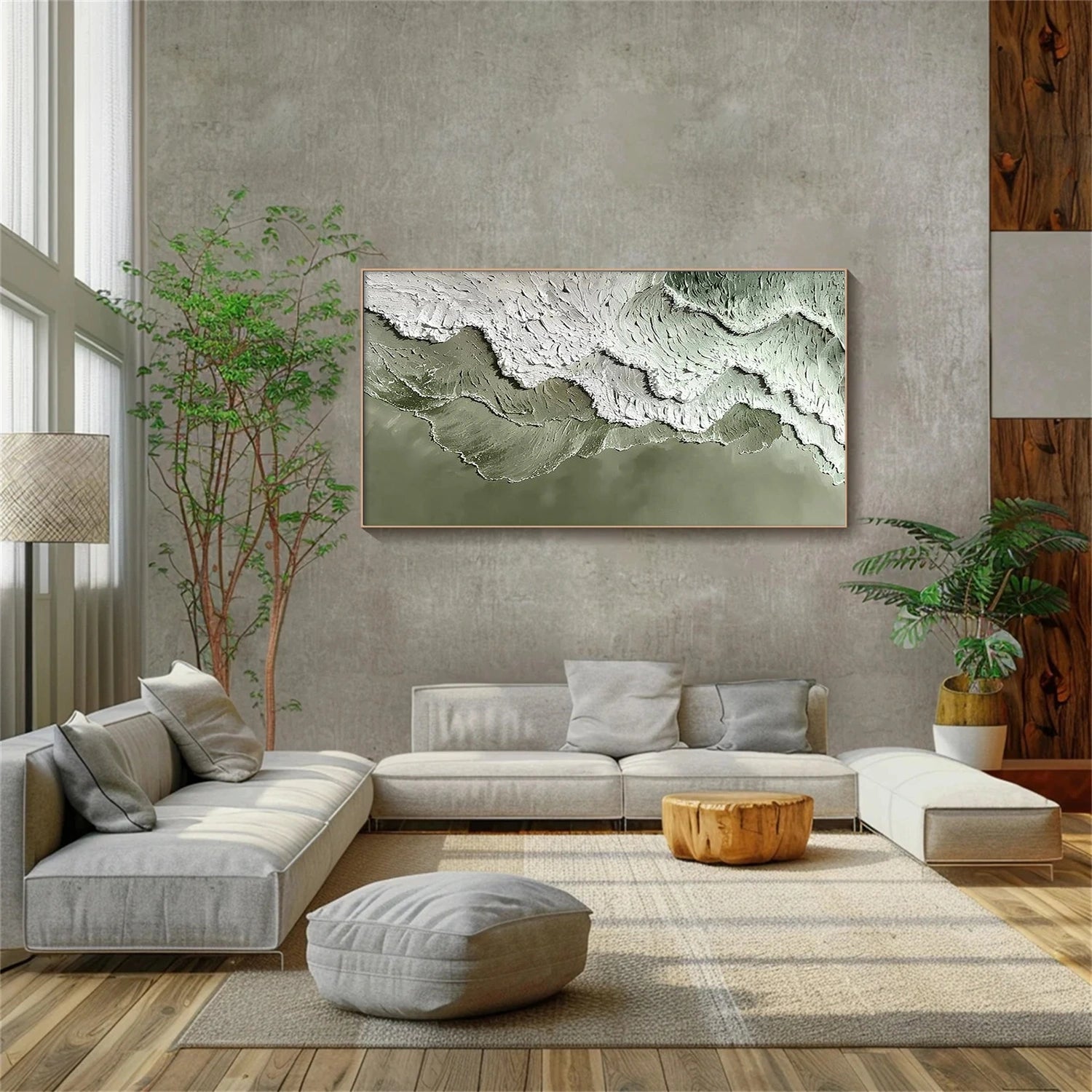 Minimalist Ocean And Sky Textured Canvas Art #OC122