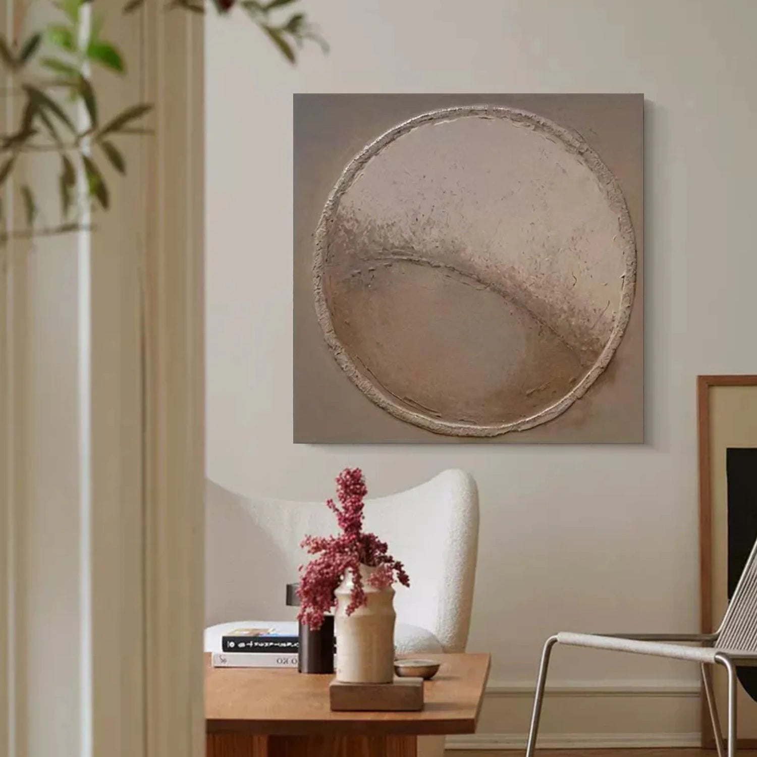 Brown Minimalist Textured Canvas Art #WM103