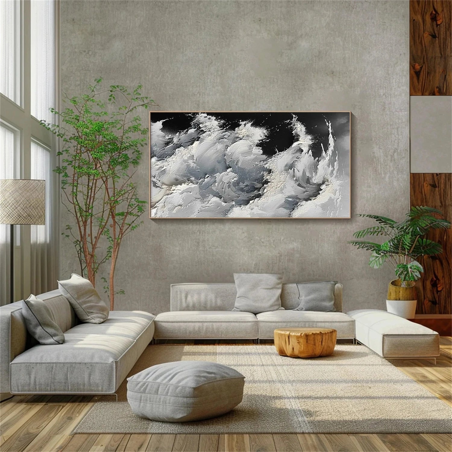 Abstract Ocean And Sky Textured Canvas Art #OC114