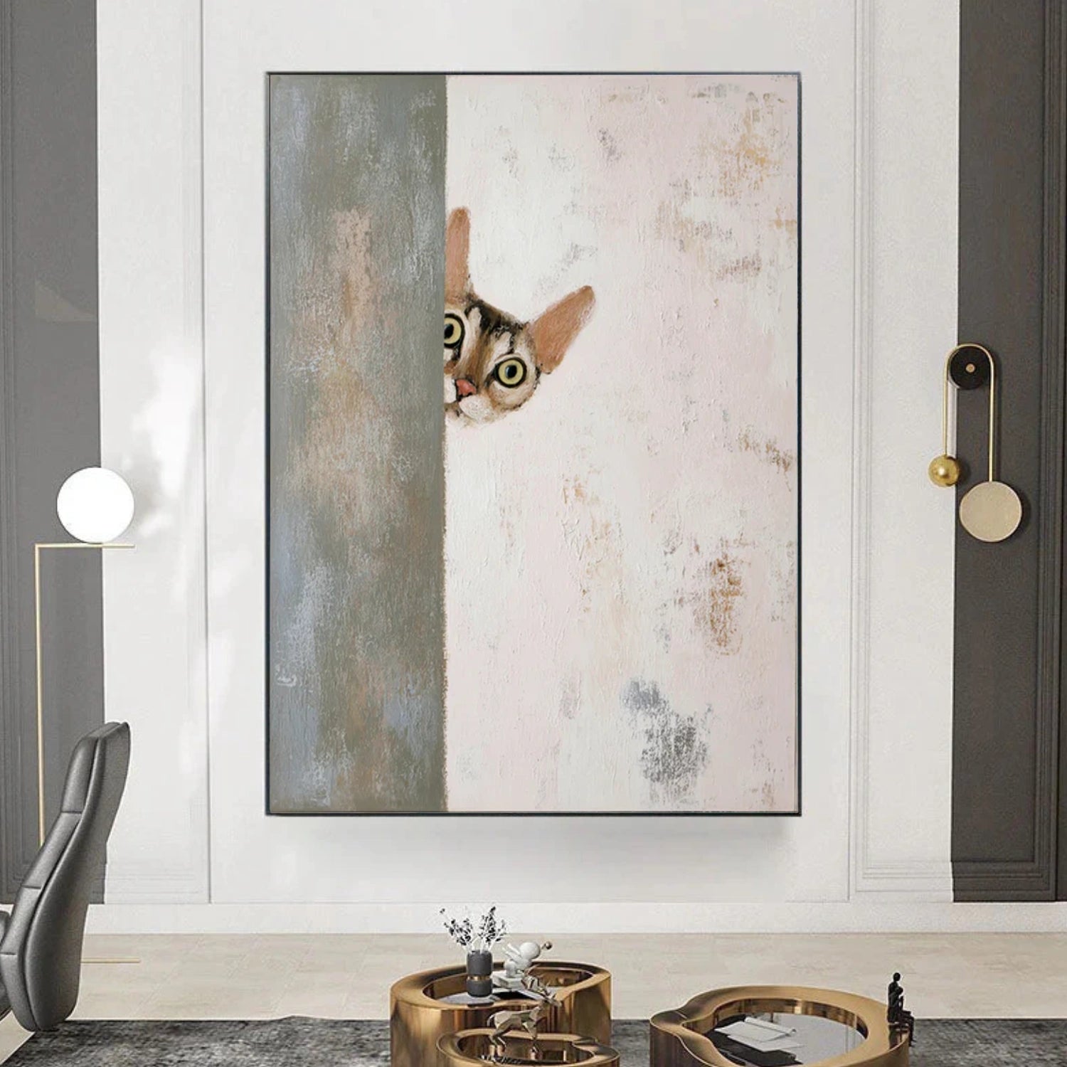 Abstract Animal Cat Canvas Art #DW115