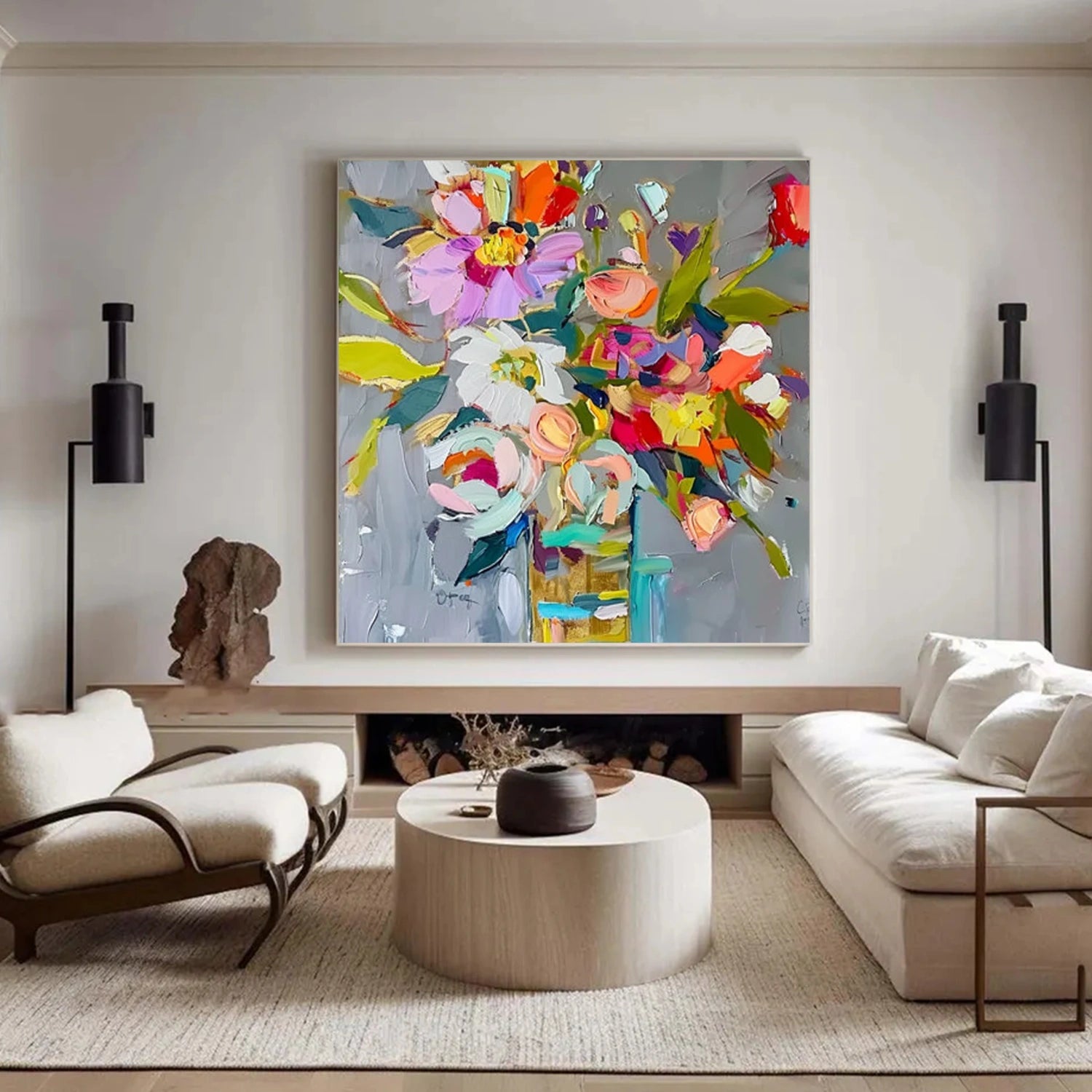 Colorful Abstract Flower And Tree Canvas Art #MF127