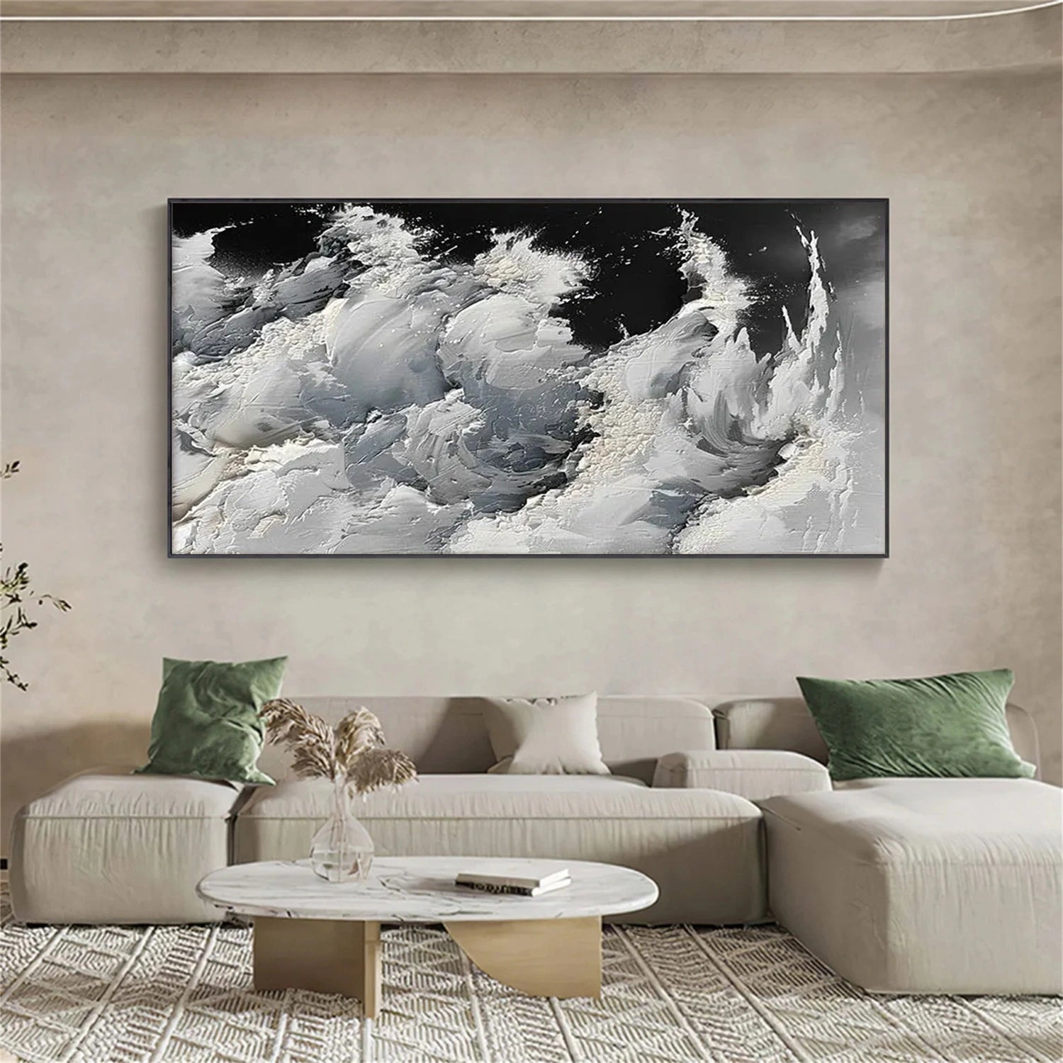 Abstract Ocean And Sky Textured Canvas Art #OC114