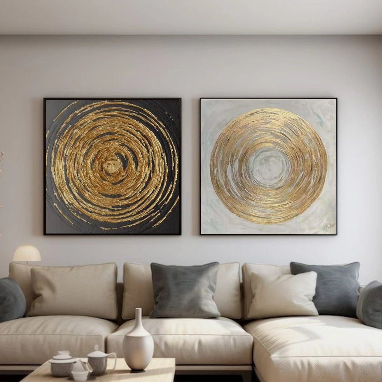 Black and White Minimalist Textured Canvas Art Set of 2 #WZ105