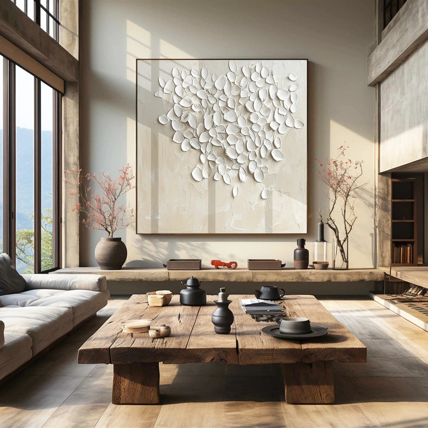 White Minimalist Textured Canvas Art #WM123