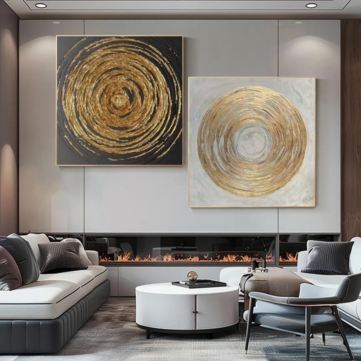 Black and White Minimalist Textured Canvas Art Set of 2 #WZ105