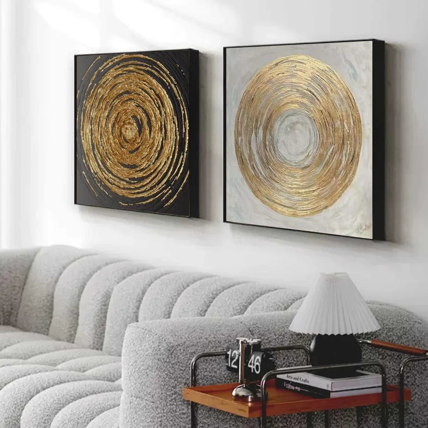 Black and White Minimalist Textured Canvas Art Set of 2 #WZ105