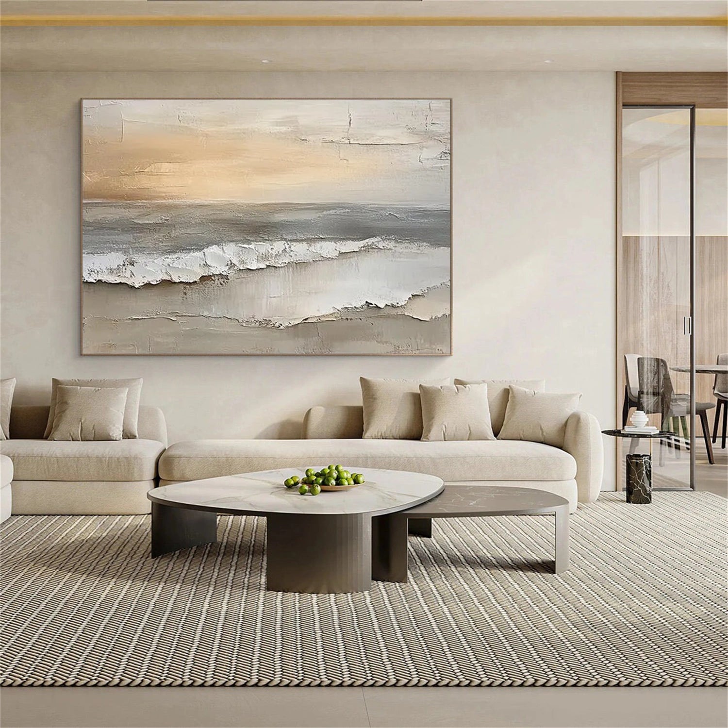 Abstract Ocean And Sky Textured Canvas Art #OC115