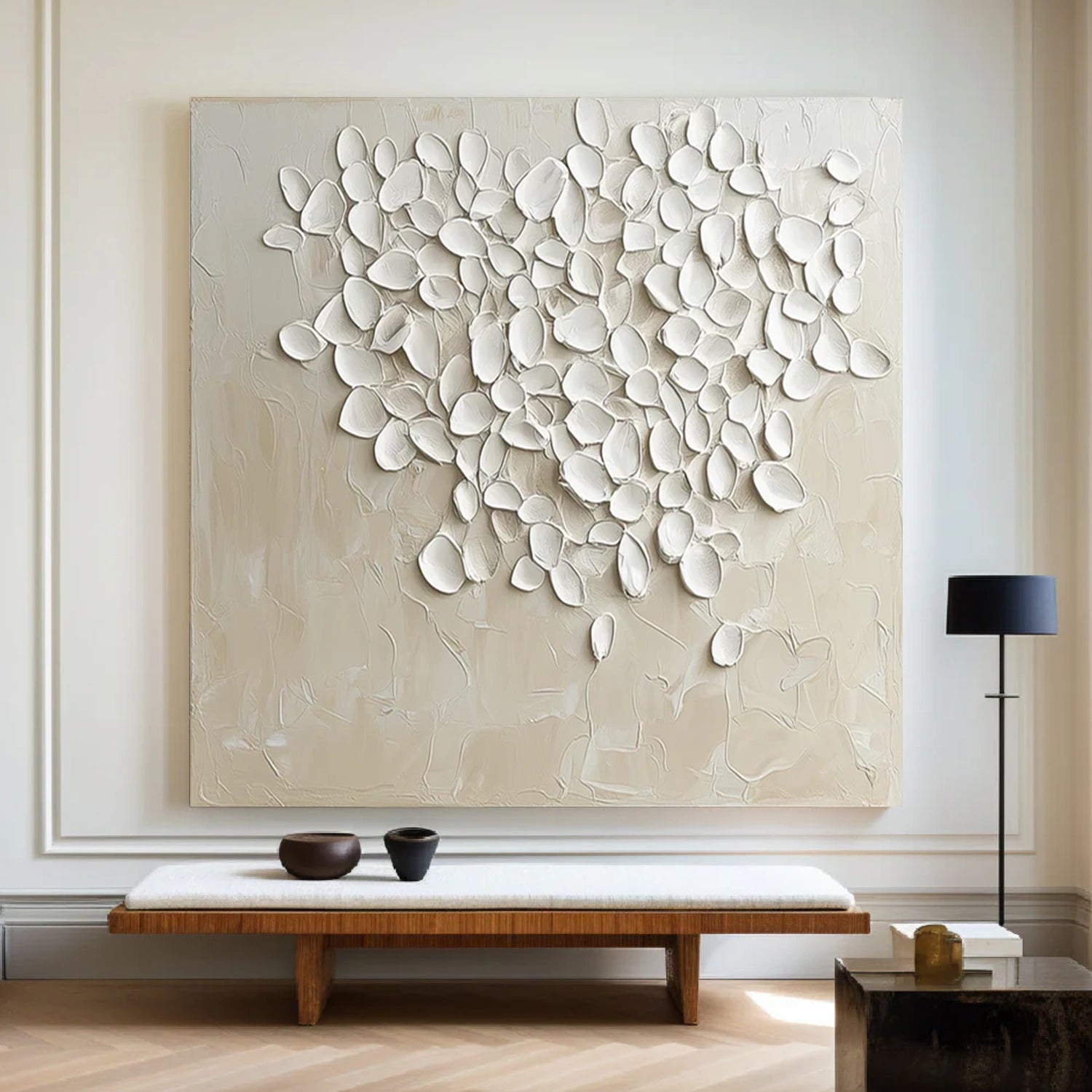 White Minimalist Textured Canvas Art #WM123