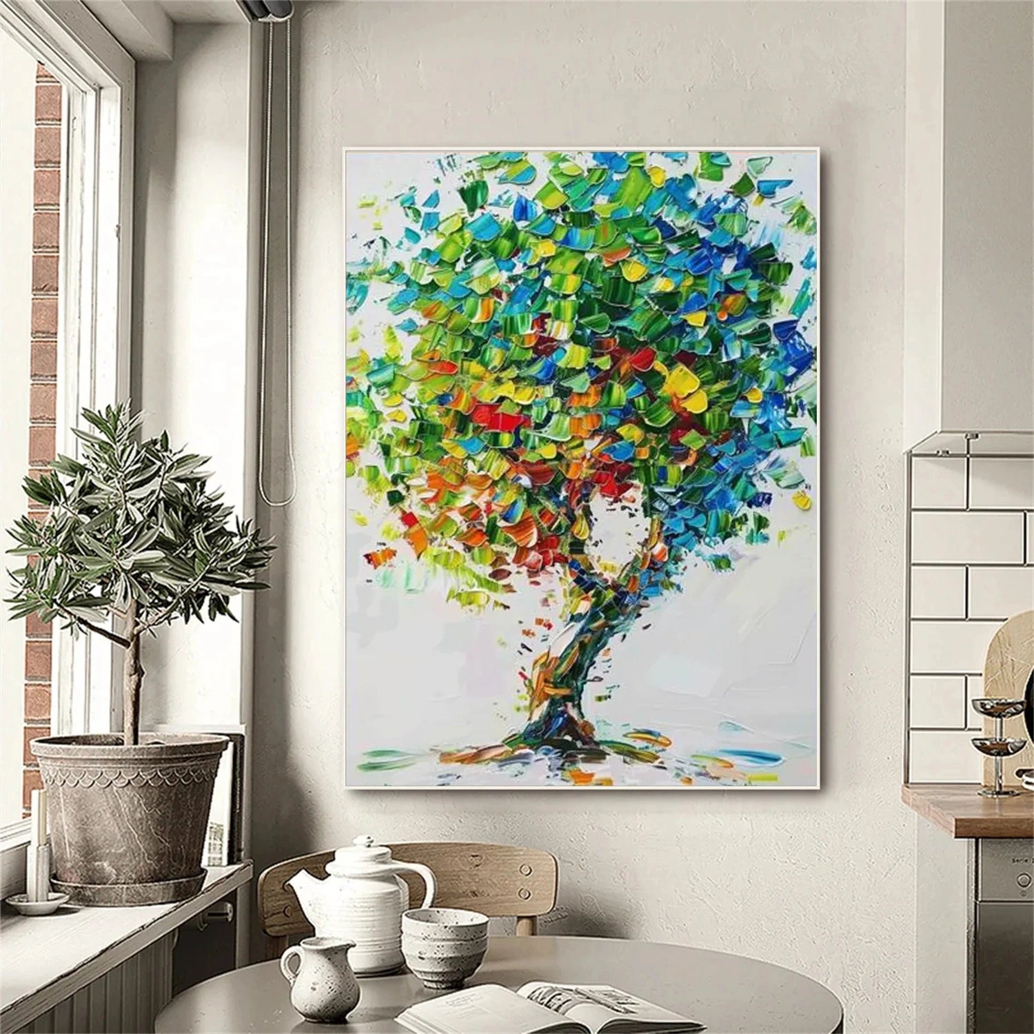 Abstract Flower And Tree Textured Canvas Art #MF149