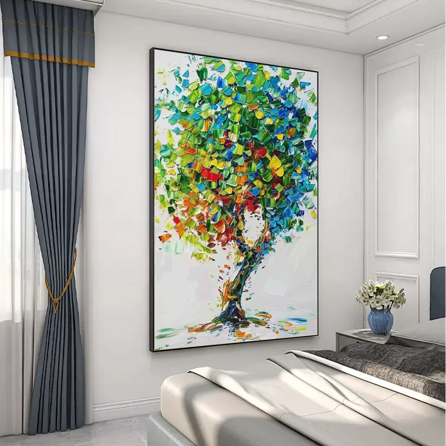 Abstract Flower And Tree Textured Canvas Art #MF149
