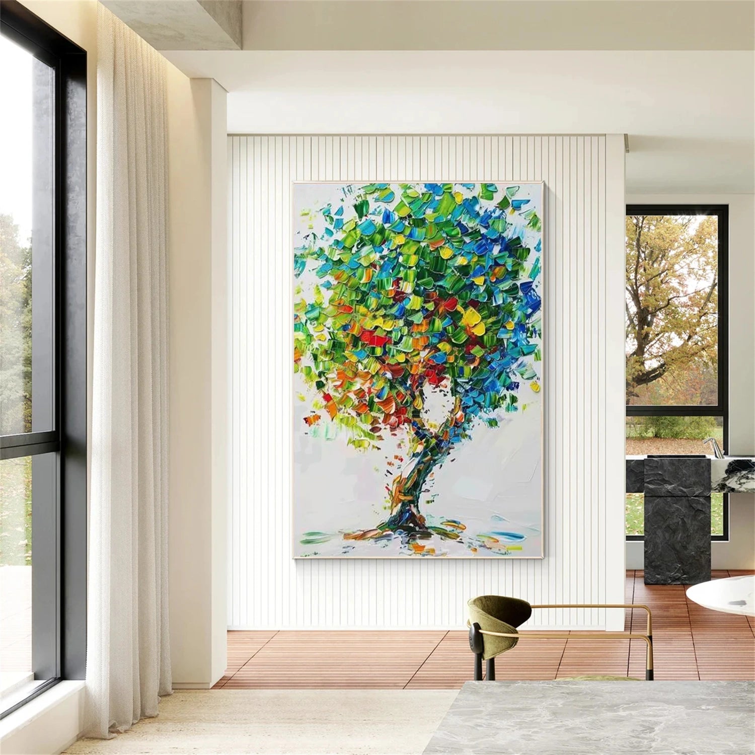 Abstract Flower And Tree Textured Canvas Art #MF149