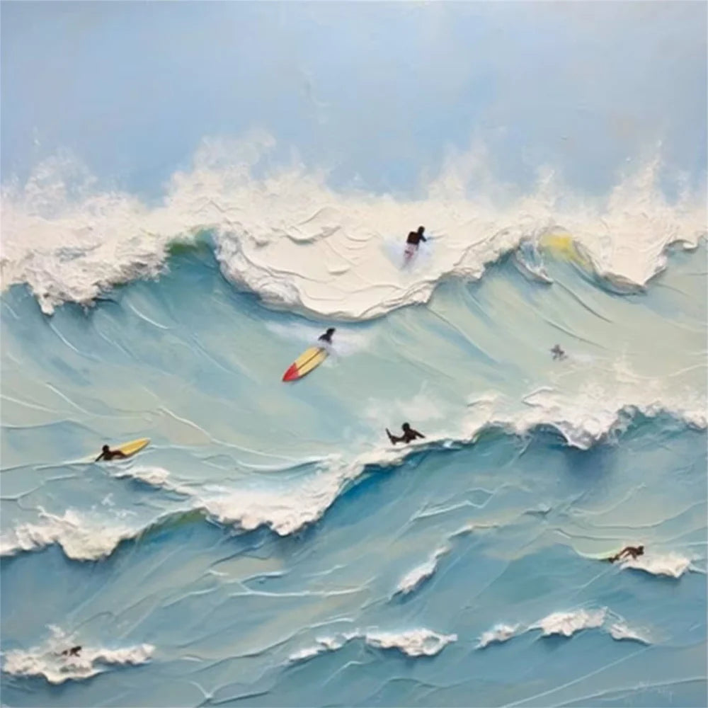 Surfing Sport Textured Canvas Painting #PB030