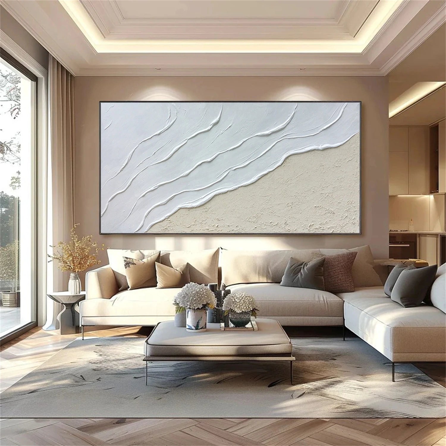 White Minimalist Textured Canvas Art #WM124