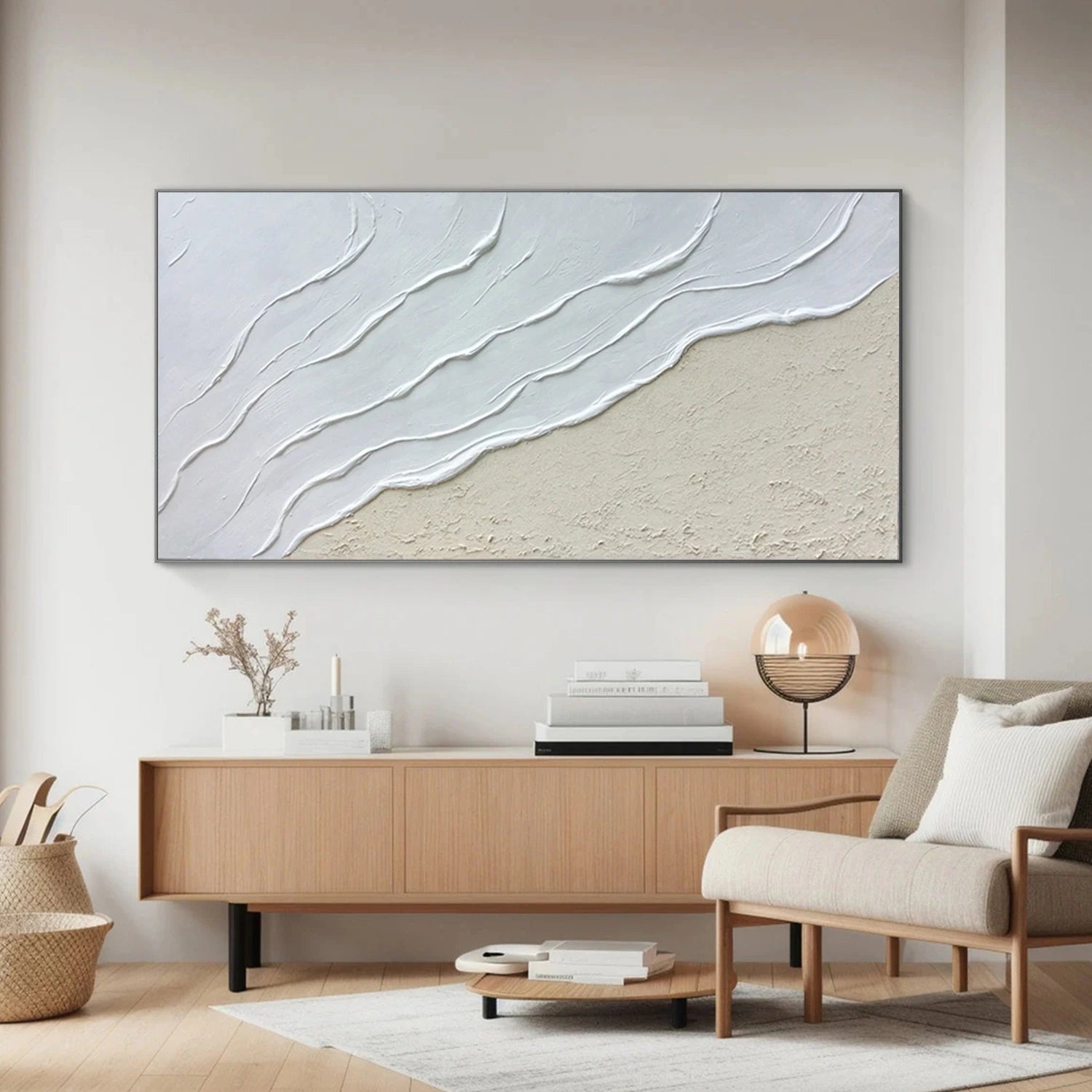 White Minimalist Textured Canvas Art #WM124