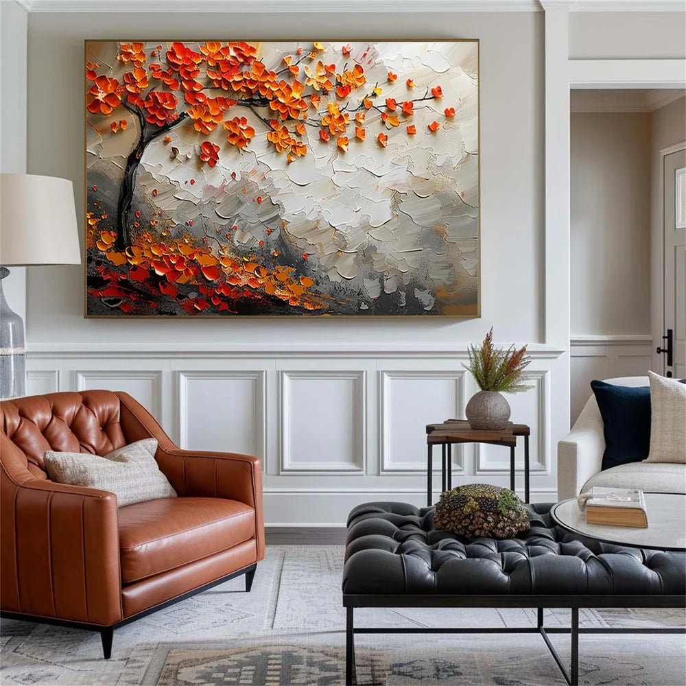 Abstract Flower And Tree Textured Canvas Art #MF051