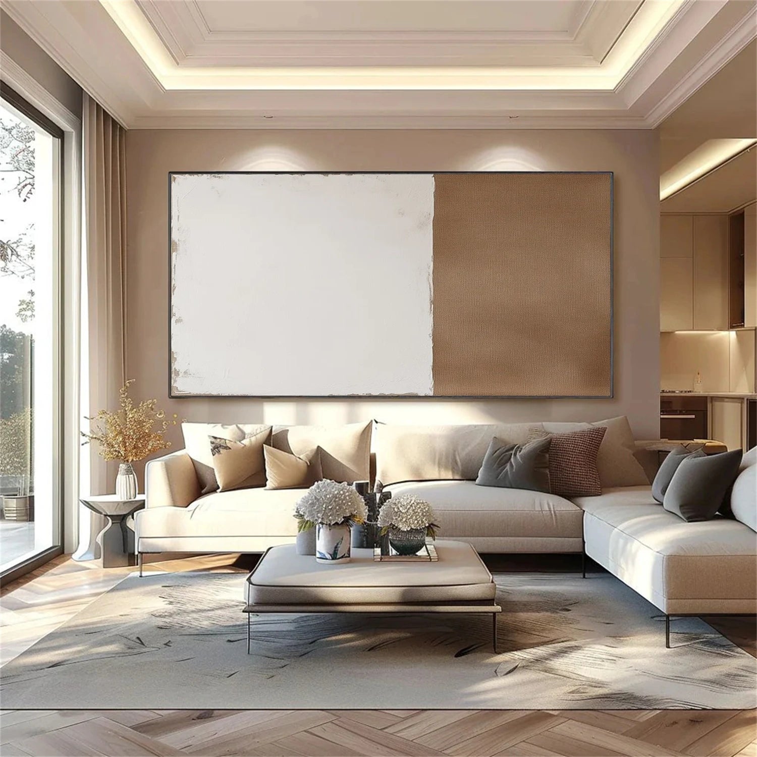 Beige and Brown Minimalist Canvas Art #WM125
