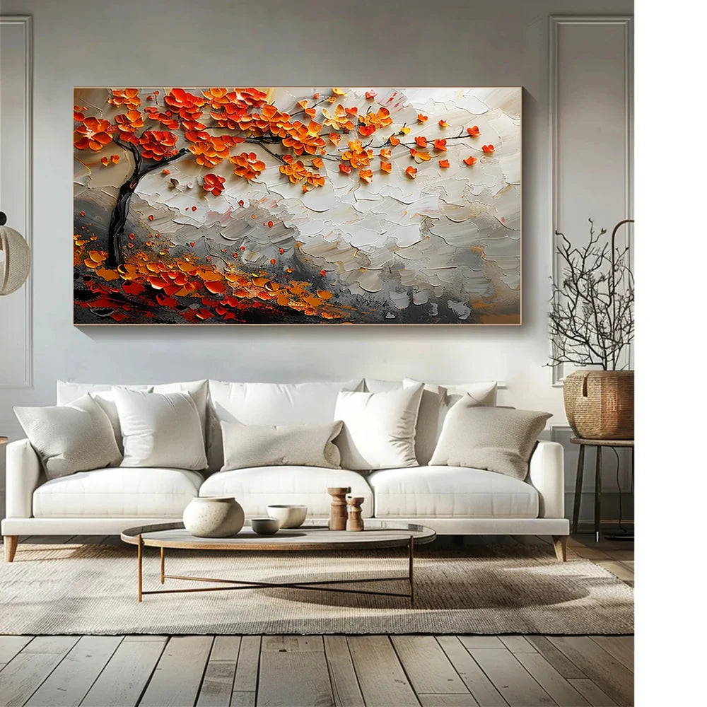 Abstract Flower And Tree Textured Canvas Art #MF051