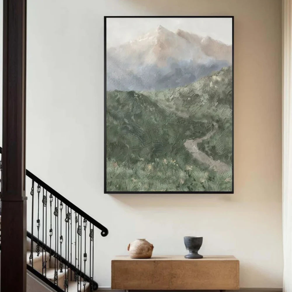 Green Abstract Mountain Canvas Art #BT019