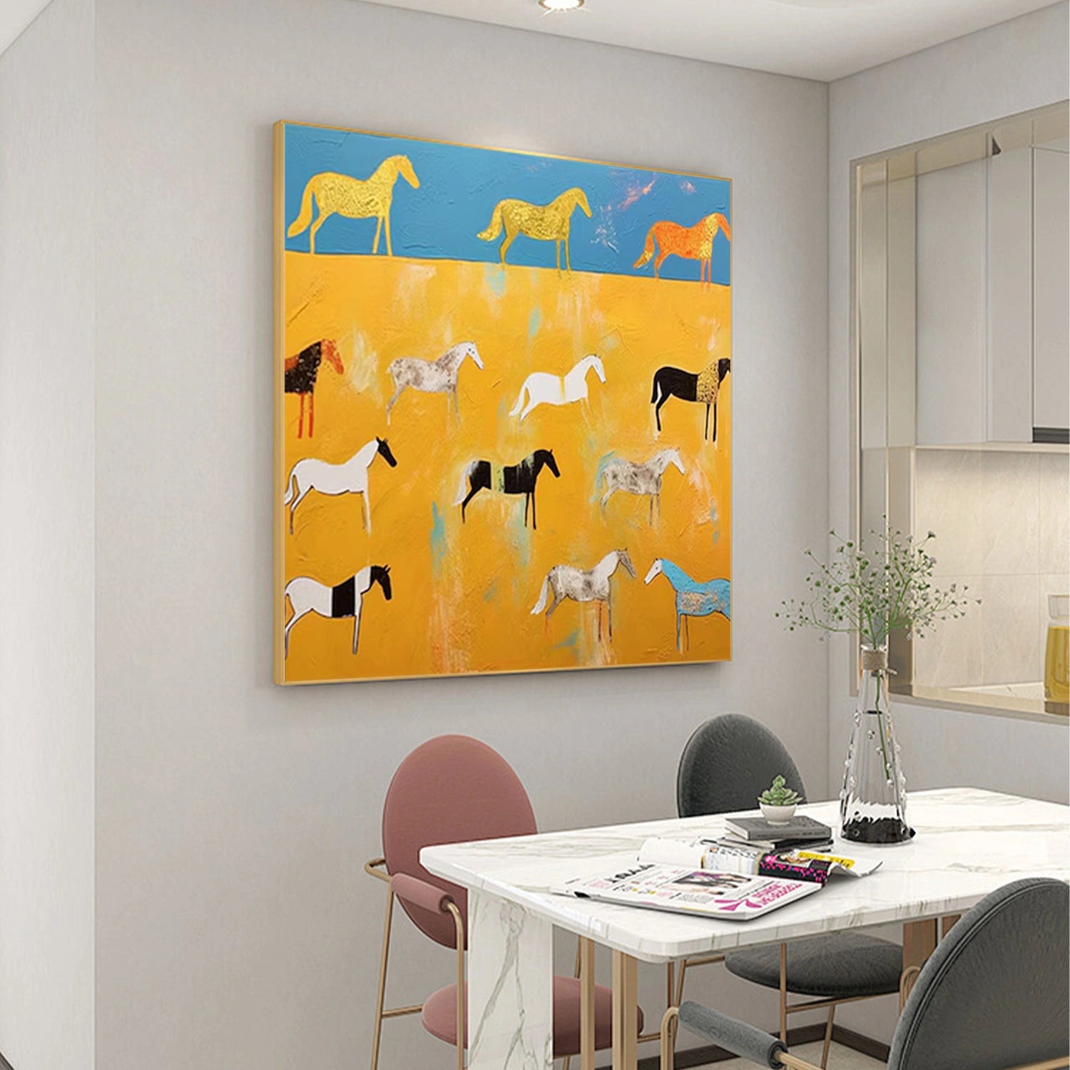 Abstract Animal Horse Canvas Art #DW110