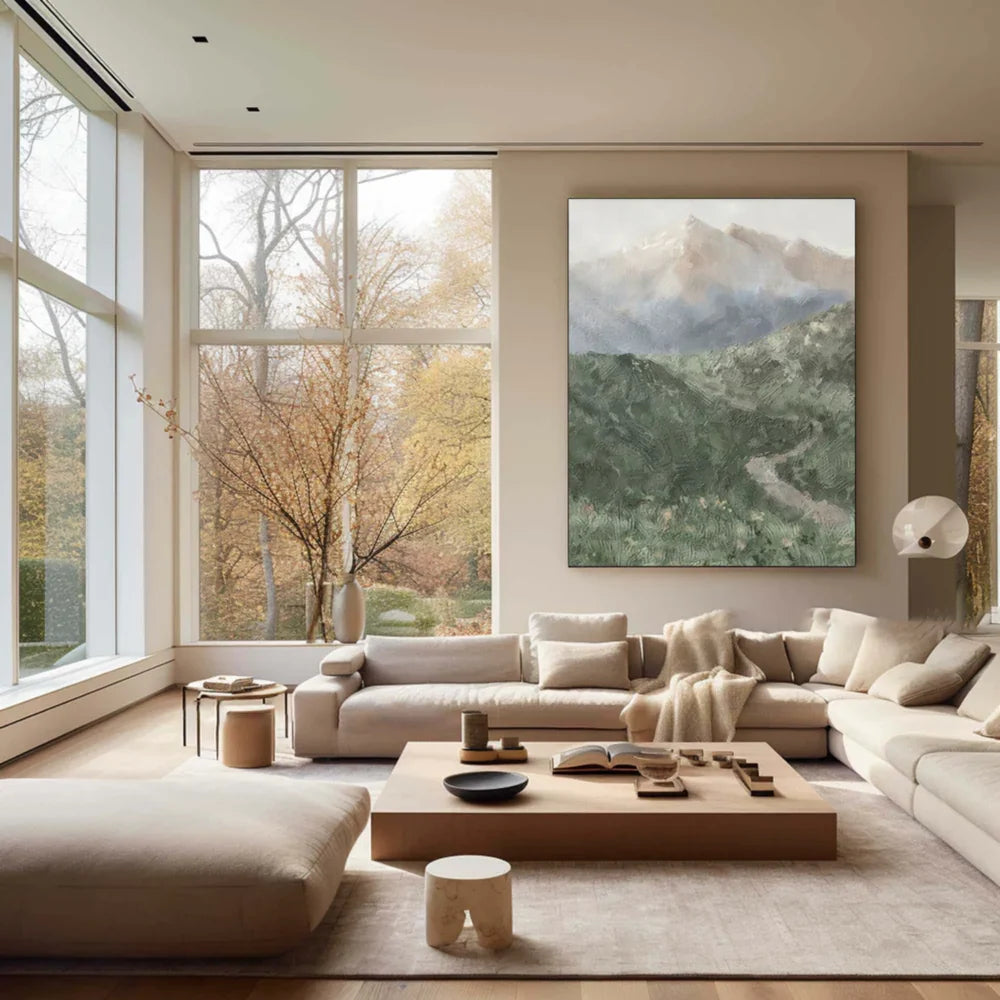 Green Abstract Mountain Canvas Art #BT019