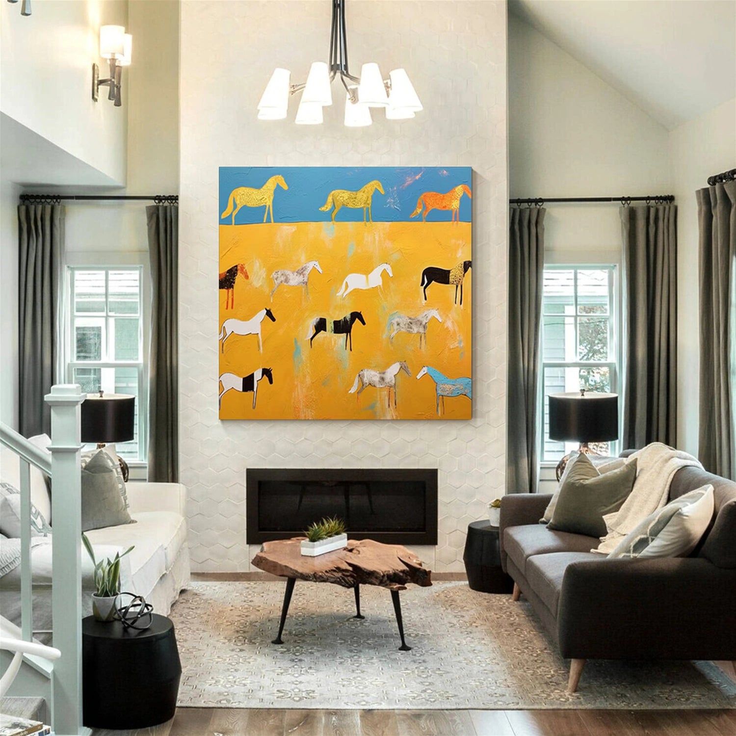 Abstract Animal Horse Canvas Art #DW110