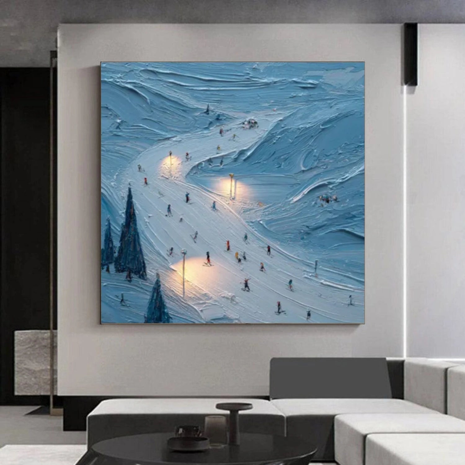 Skiing Sport Textured Canvas Painting #PB034