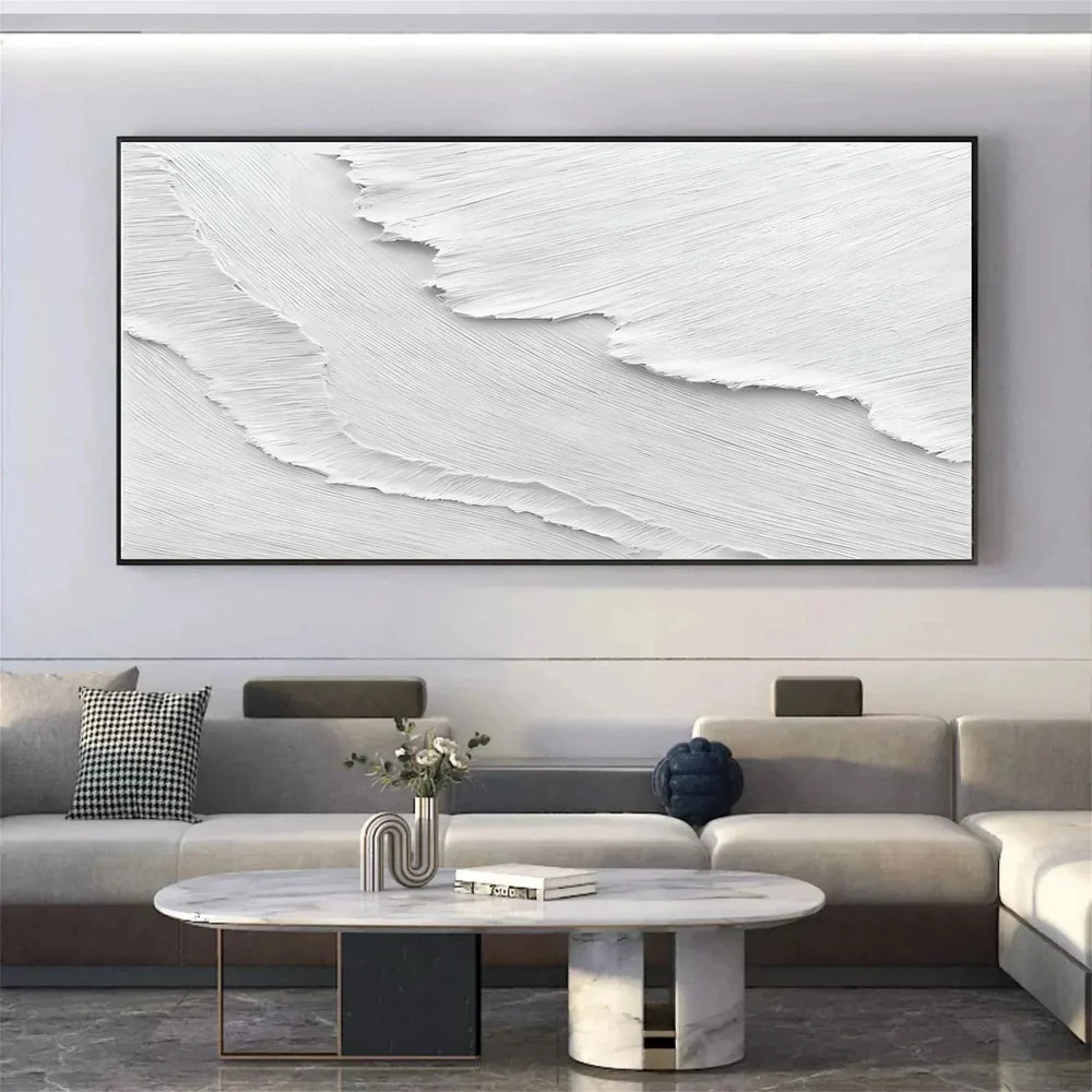 White Minimalist Textured Wall Art #WM004