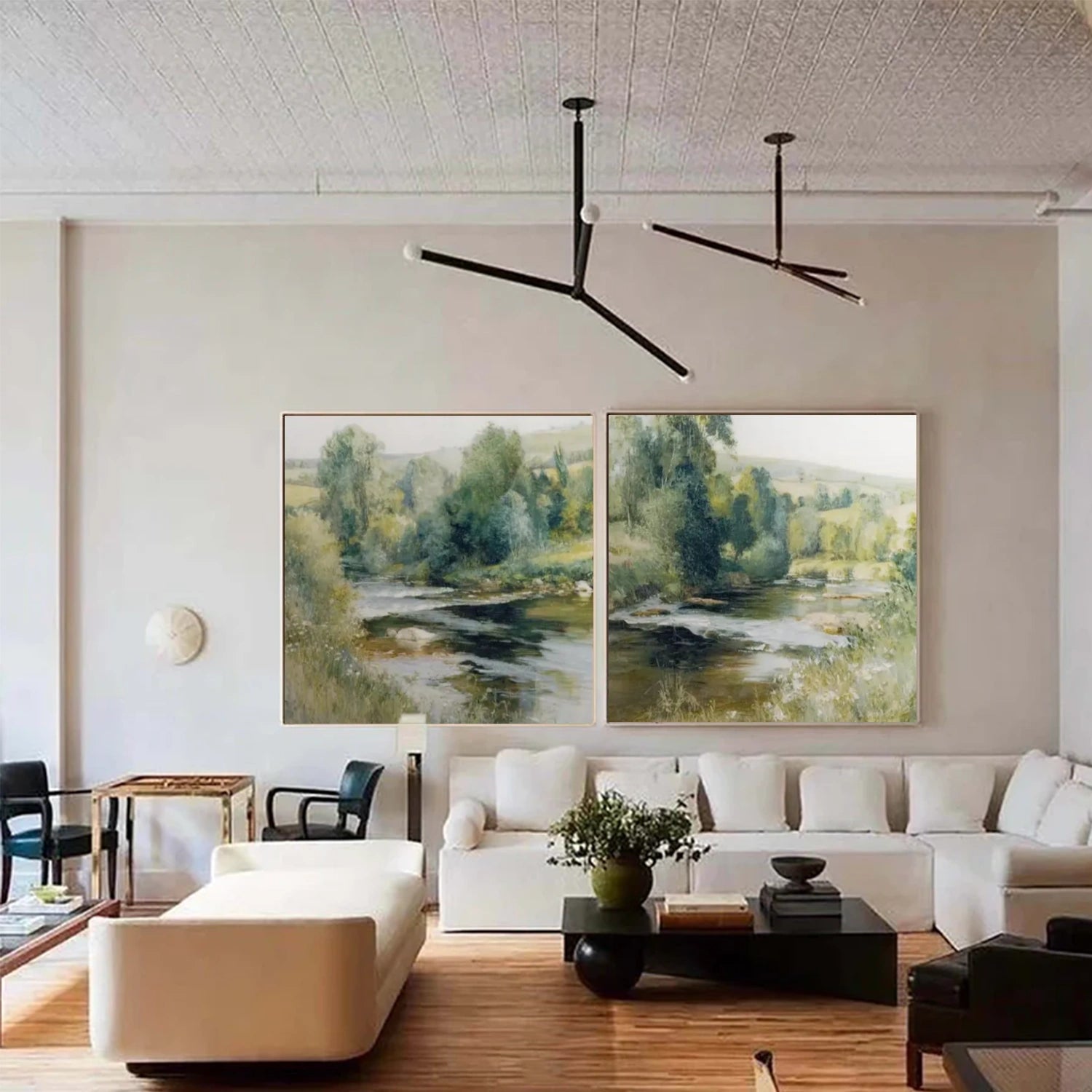 Green Abstract Flower And Tree Canvas Art Set of 2 #MF090