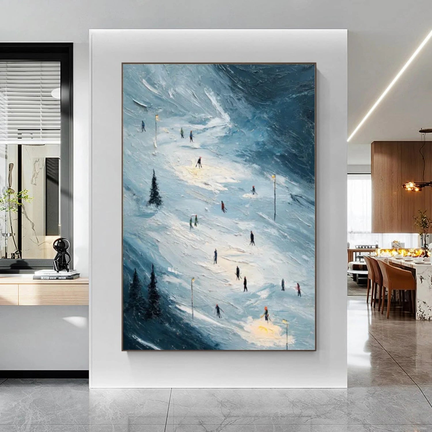 Skiing Sport Textured Canvas Painting #PB035