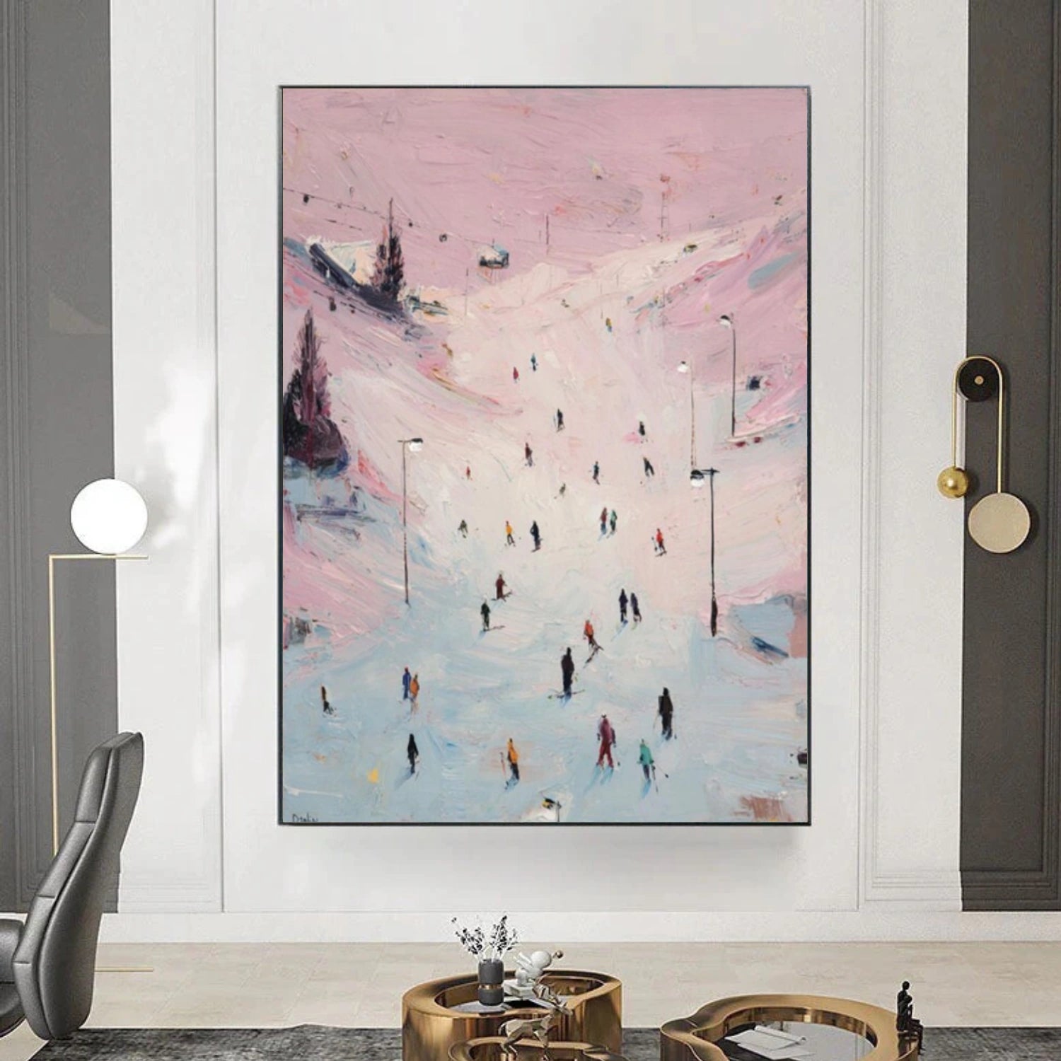Skiing Sport Textured Canvas Painting #PB033