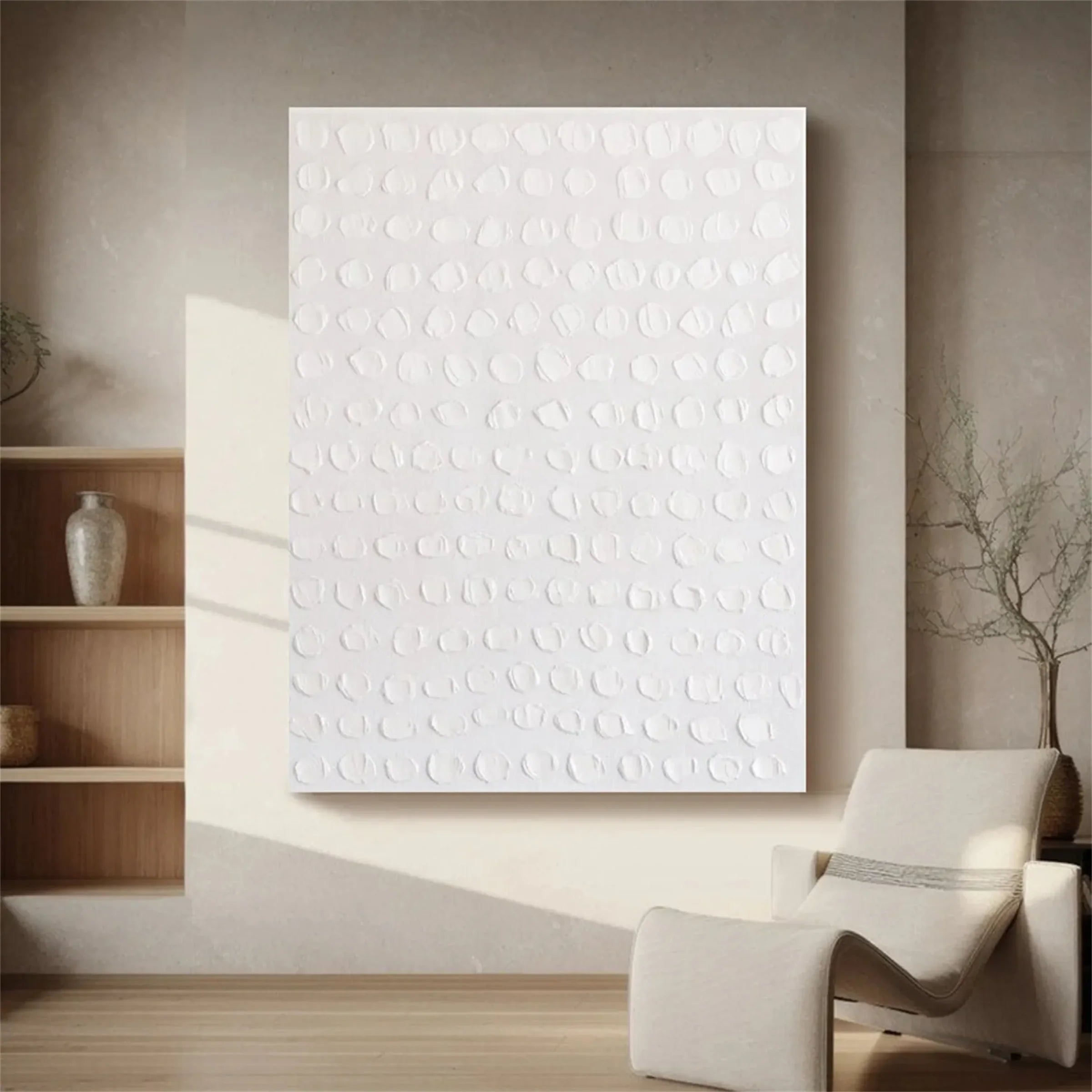 White Minimalist Textured Wall Art #WM069