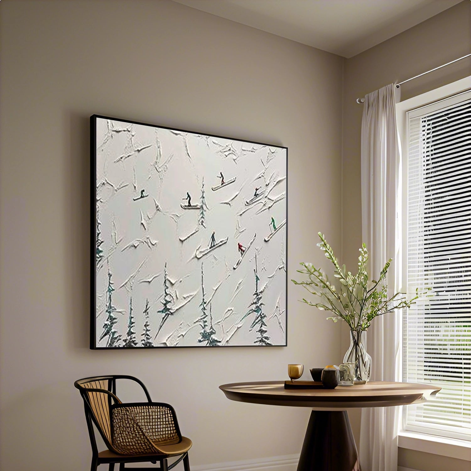 Skiing Sport Textured Canvas Painting #PB071