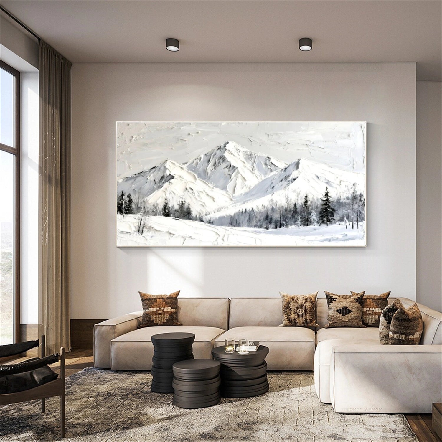 Minimalist Mountain Textured Canvas Art #BT049