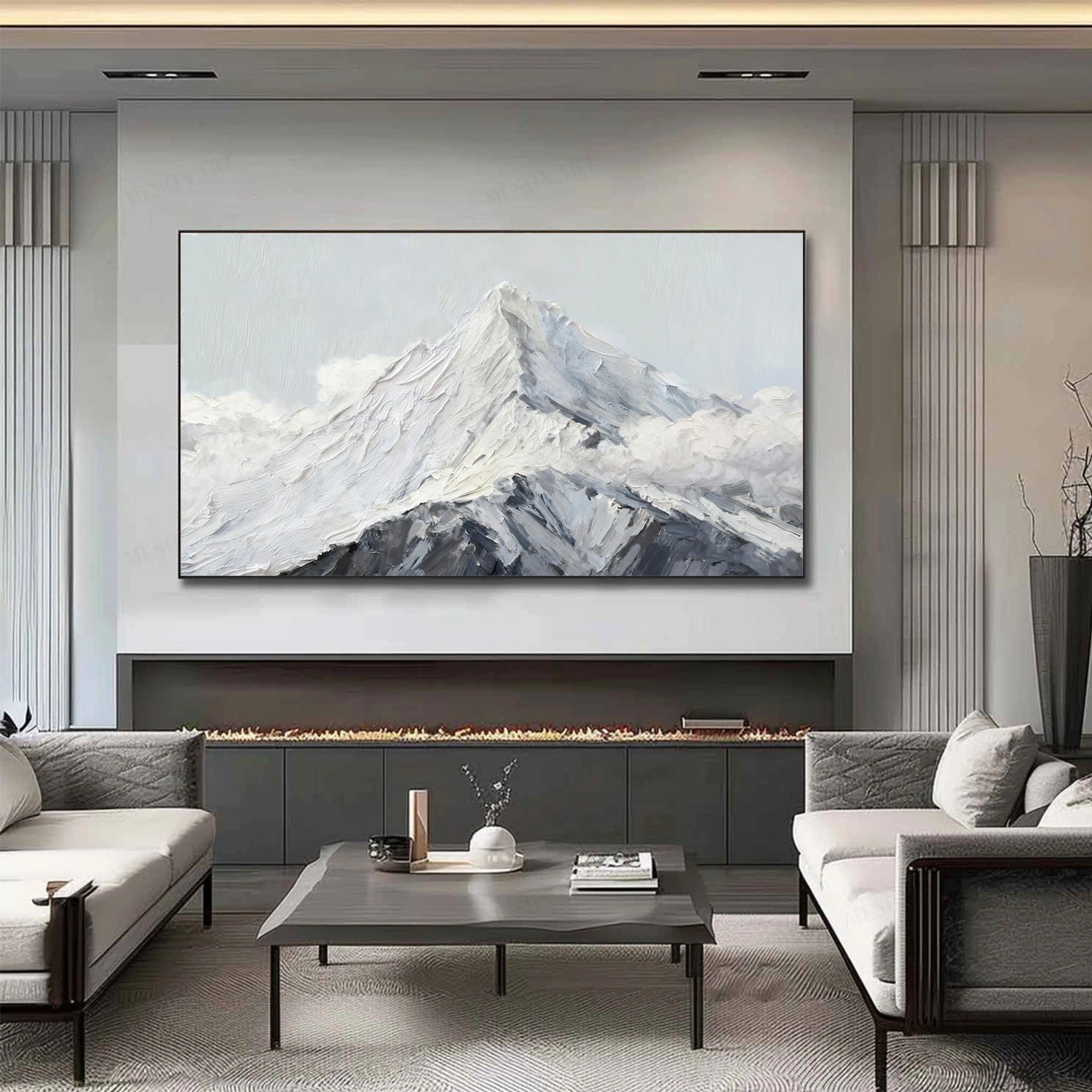 Minimalist Mountain Textured Canvas Art #BT059
