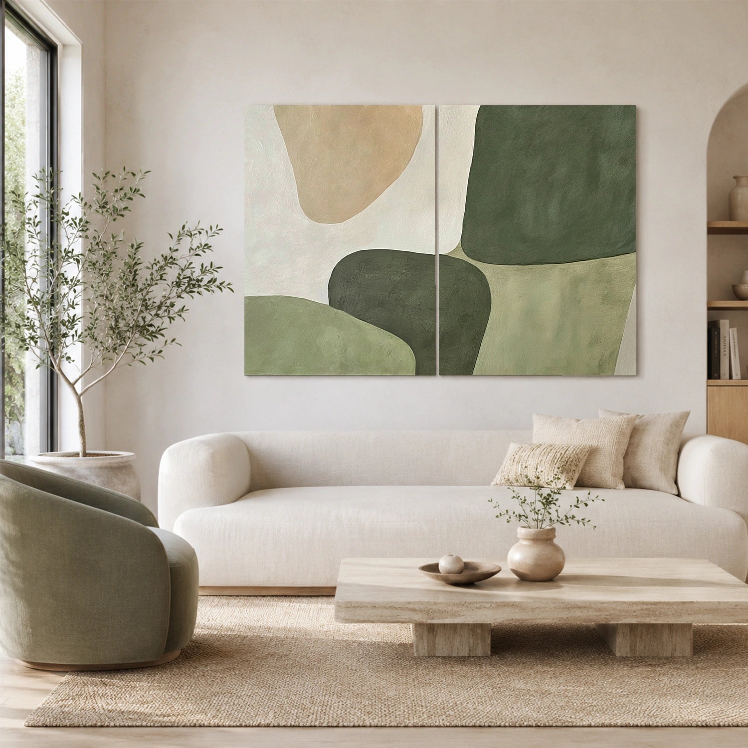 Green Minimalist Canvas Art Set of 2 #WM161