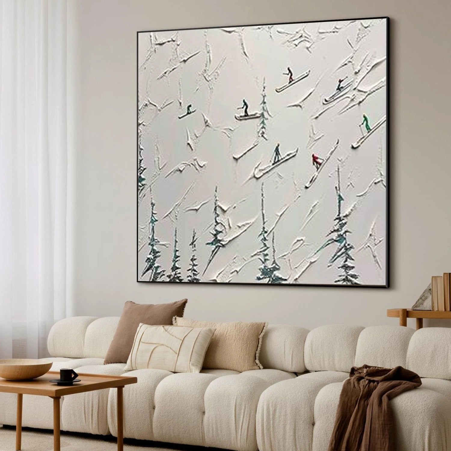 Skiing Sport Textured Canvas Painting #PB071