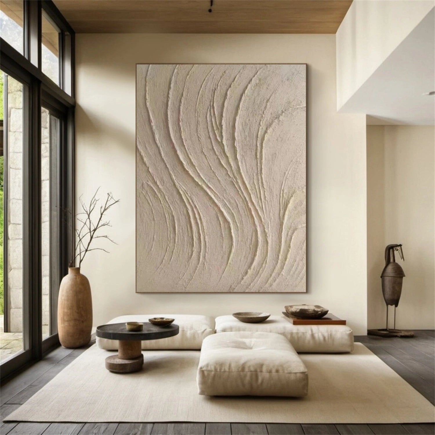 Beige Minimalist Textured Canvas Art #WM148