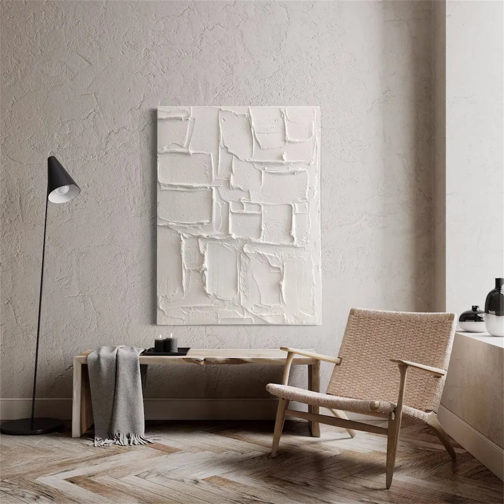 White Minimalist Textured Wall Art #WM051