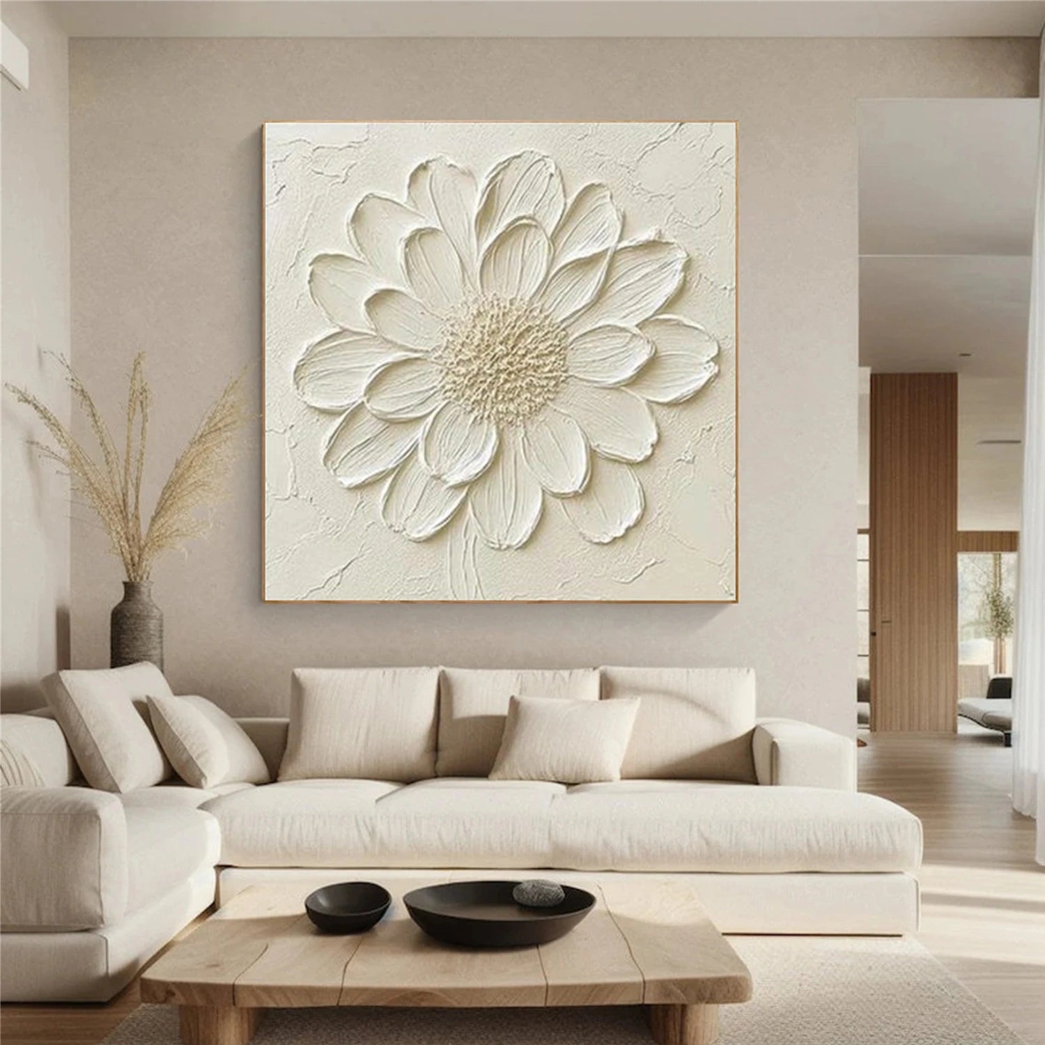 Minimalist Flower And Tree Textured Canvas Art #MF170