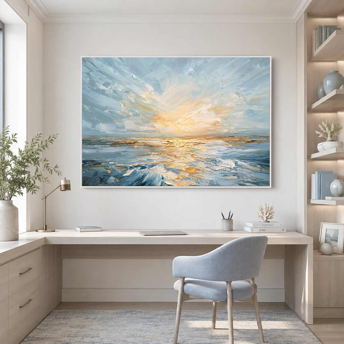 Abstract Ocean And Sky Texture Canvas Art #OC235