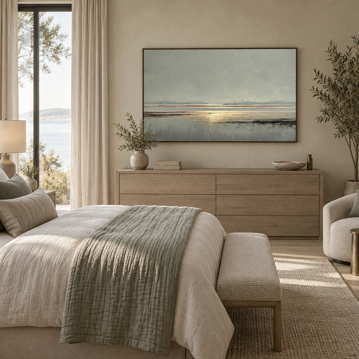 Abstract Ocean And Sky Canvas Art #OC228